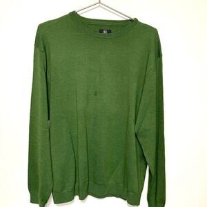 Saltaire Vintage Olive Green Long Sleeve 100% Merino Wool Sweater Size Large